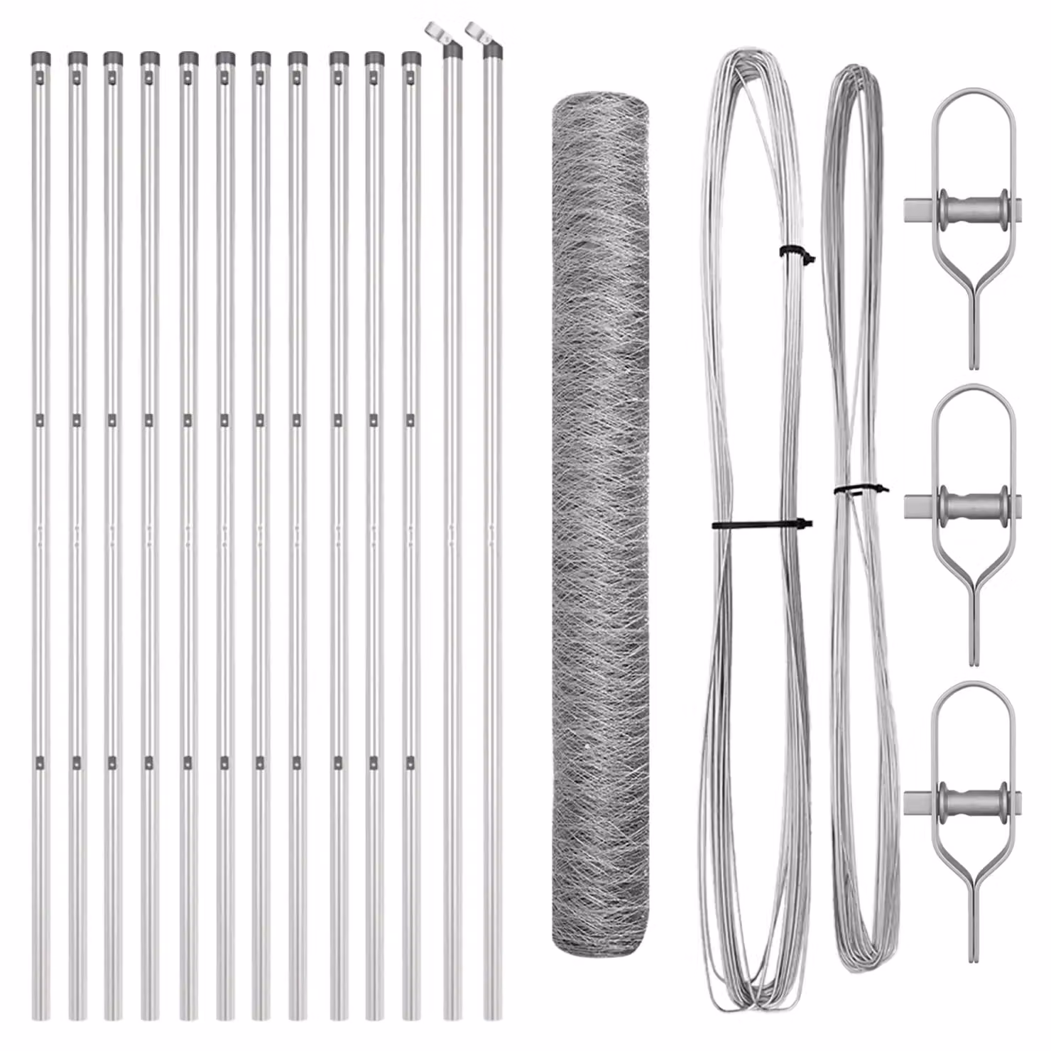 Berkfield Home Hexagon Fence with 13 Posts, Silver Galvanised Steel, 1 x 25 m – 2