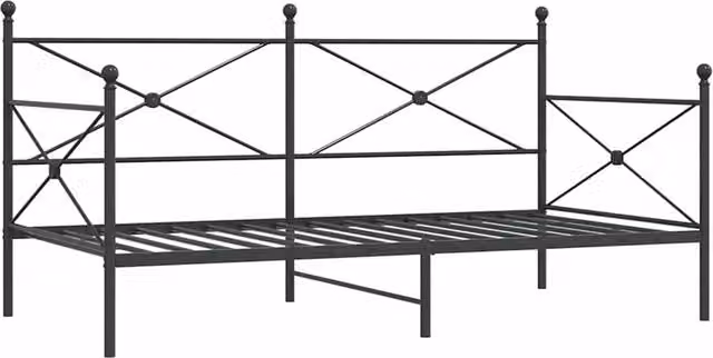 Berkfield Home Metal Day Bed in Black, W/D/H: 100 x 190 cm