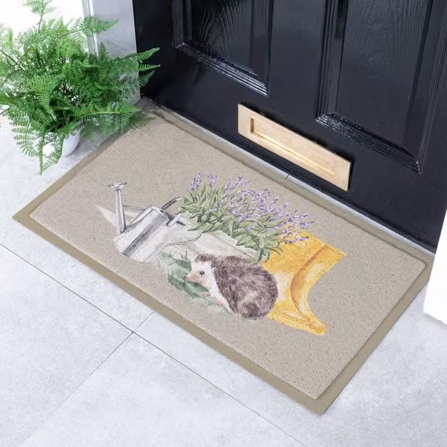 Artsy Mats Hedgehog Lavender Doormat in Beige, W: 60 cm, D: 90 cm – 1