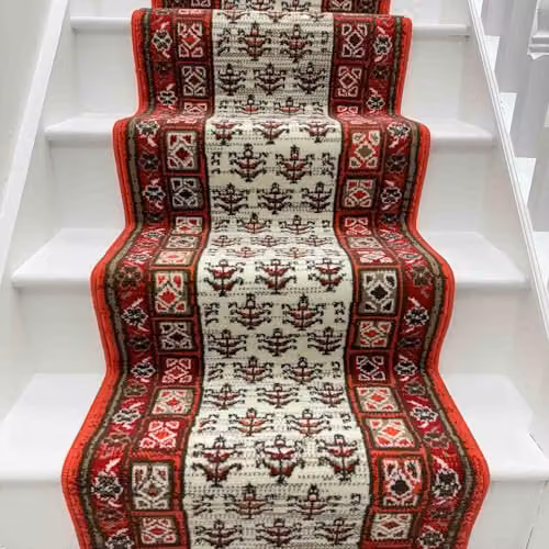 runrug Mayan Red Soft and Comfortable Stair Runner, W: 60 cm, L: 570 cm – 4