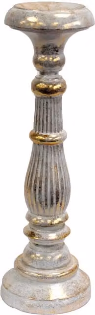 KDMD Modern Large Taper Candle Stand in White and Gold