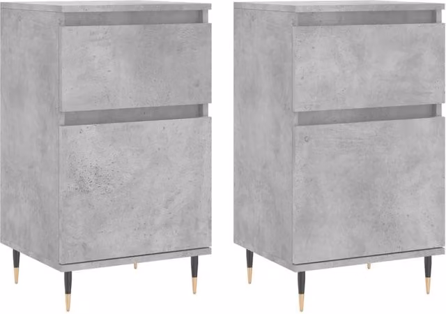 Berkfield Home Set of 2 Modern Sideboards in Concrete Grey, W/D/H: 40 x 35 x 70 cm