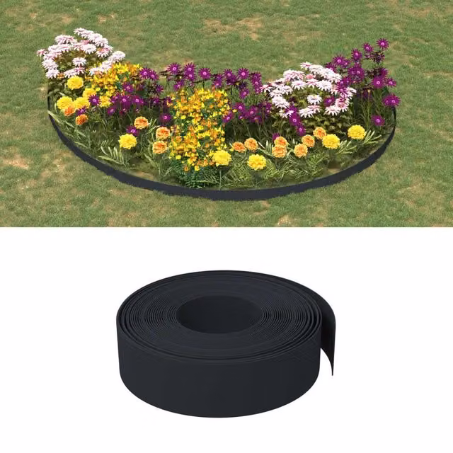 Berkfield Home Garden Edgings, 3 Pack, Black Polyethylene, 10 m, Height: 15 cm
