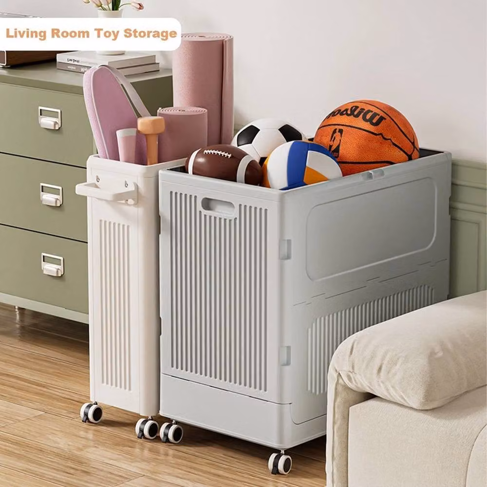 VOGREX Heavy Duty Plastic Storage Box with Lid and Wheels, 123L, White – 3