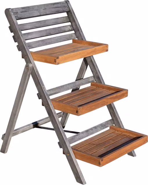 Rowlinson Alderley Lacquered Wood Plant Ladder in Grey, Height: 80.5 cm