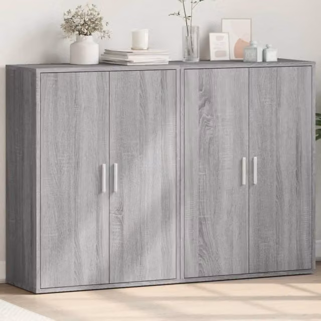 Berkfield Home Set of 2 Modern Grey Sonoma Sideboards in Engineered Wood W/D/H: 60 x 31 x 84 cm