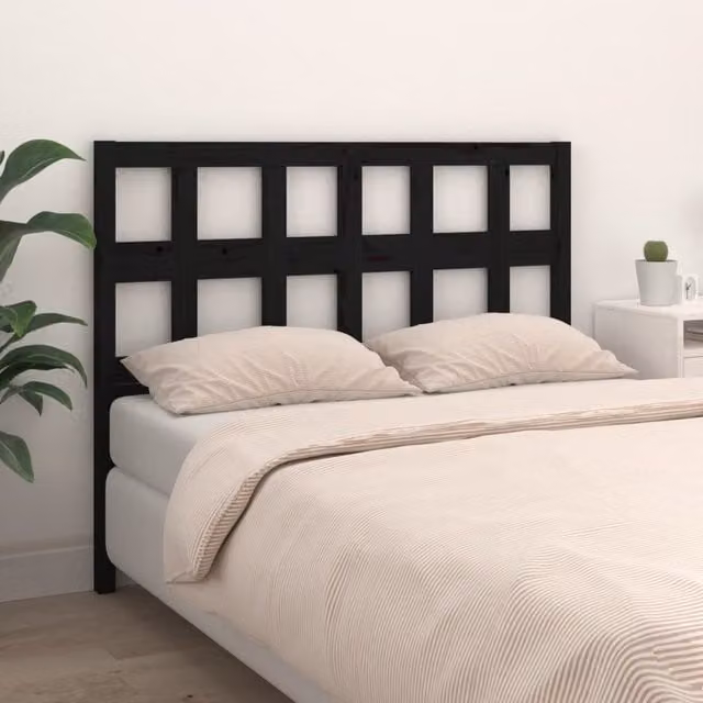 Berkfield Home Rustic Black Solid Pine Wood Bed Headboard, W: 145.5 cm, D: 4 cm, H: 100 cm – 1