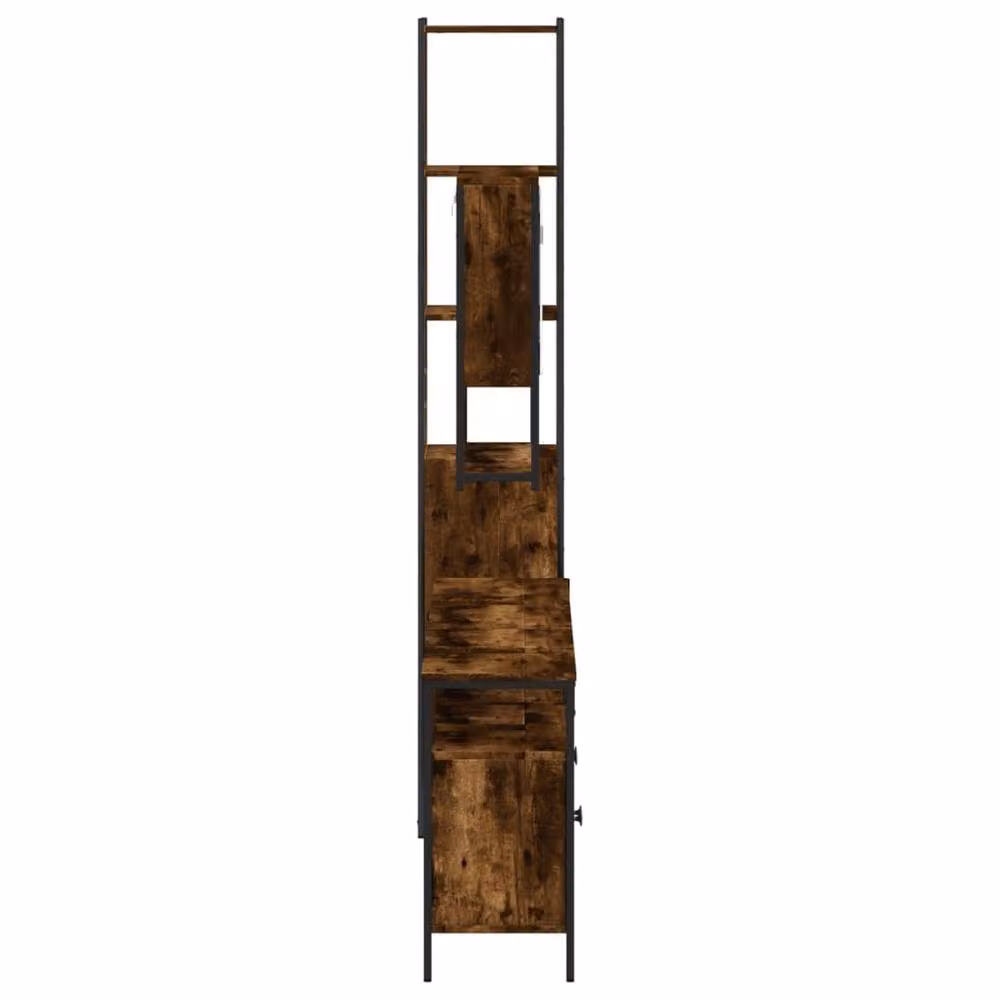 Berkfield Home 4 Piece Industrial Bathroom Furniture Set in Brown Smoked Oak – 4