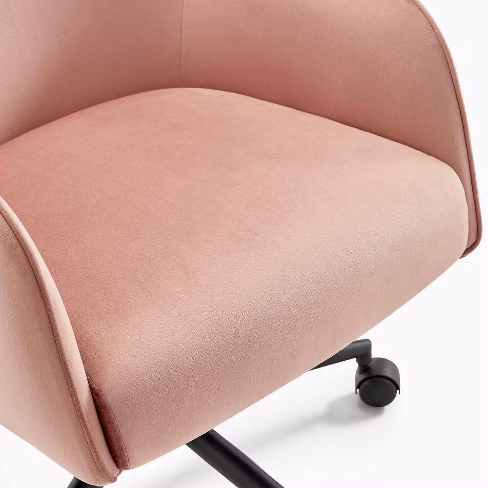 FurnitureboxUK Vivienne Pink Velvet Swivel Task Chair – 3