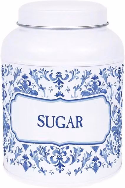 Purely Home Oriental Ink Hot Chocolate Canister Metal Kitchen Storage Tin in Blue and White