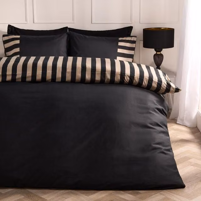 OHS Black Striped Minimalist Duvet Cover Set