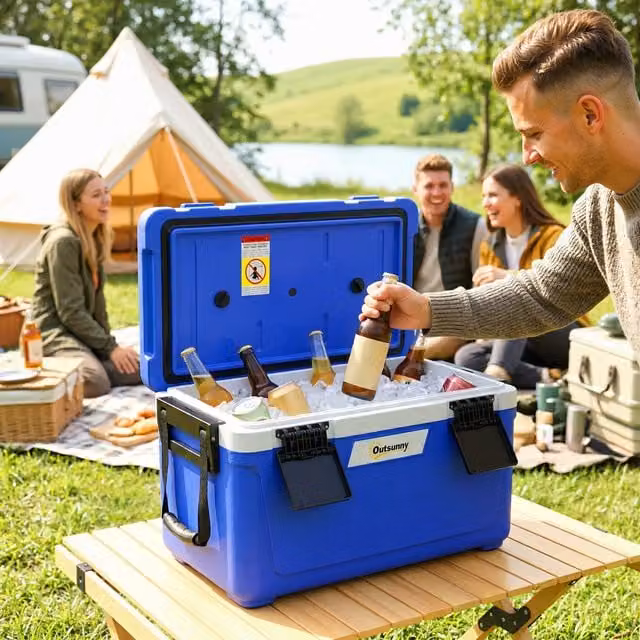 Outsunny Insulated Cool Box with Handle, 42.6 l, Blue
