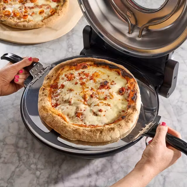 Cooks Professional Electric Pizza Oven with Stone Base and Timer in Black – 4