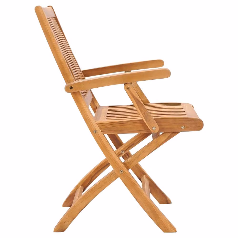 Berkfield Home Set of 2 Durable Folding Garden Chairs in Tan Solid Teak Wood – 2