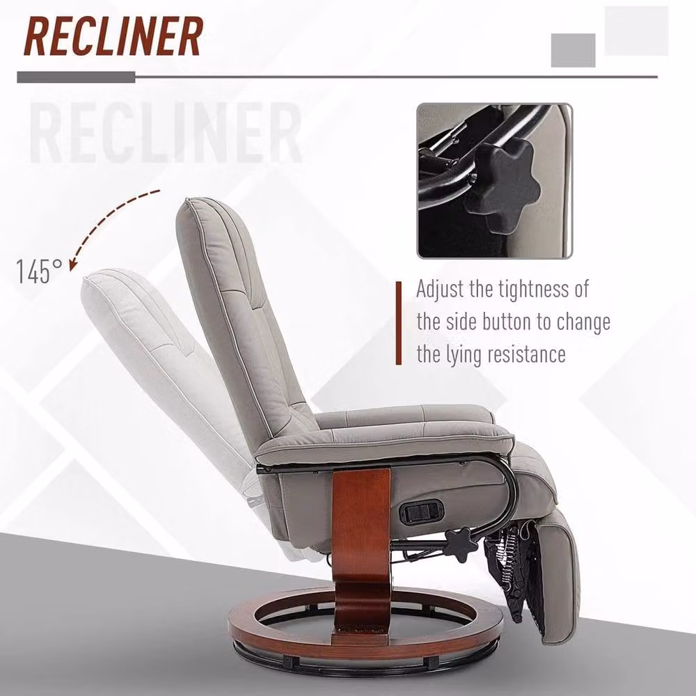 FORGEVIO Grey Synthetic Leather Executive Office Recliner Sofa Chair – 4
