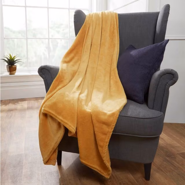Brentfords Super Soft Fleece Blanket in Yellow, W/D/H: 120 x 150 cm