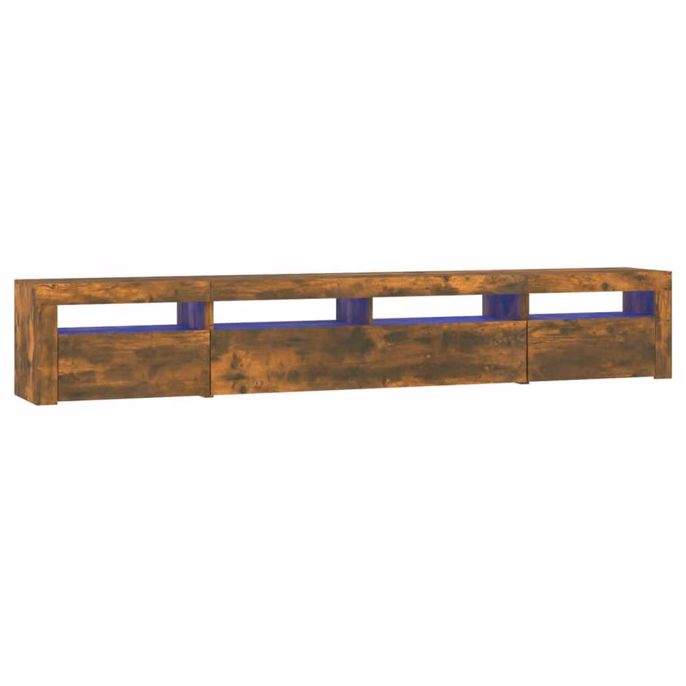 Berkfield Home Modern TV Cabinet with LED Lights in Smoked Oak Brown, W/D/H: 240 x 40 x 40 cm – 2