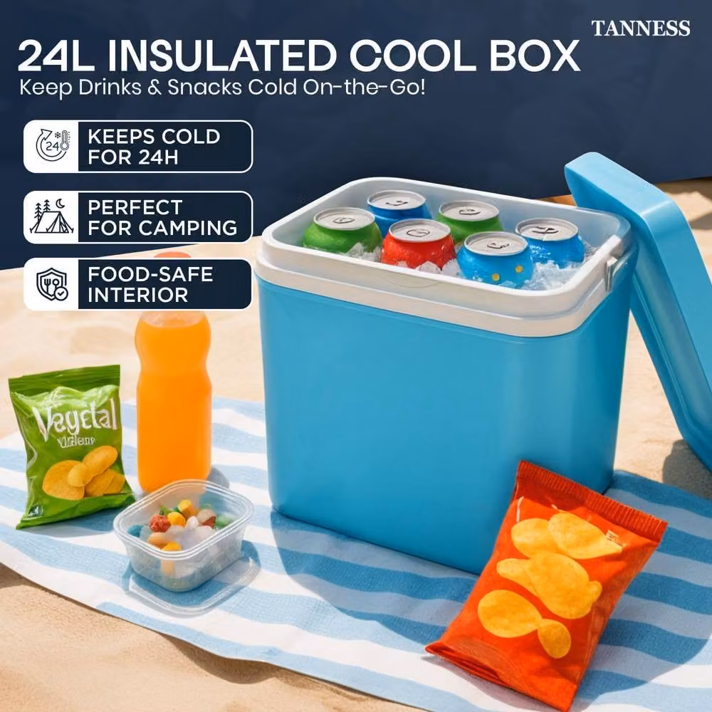 Tanness 24L Insulated Plastic Cool Box in Blue – 2