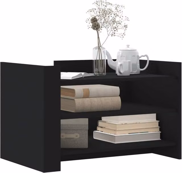 Berkfield Home Black Rectangular Coffee Table in Engineered Wood W/D/H: 80 x 50 x 50 cm