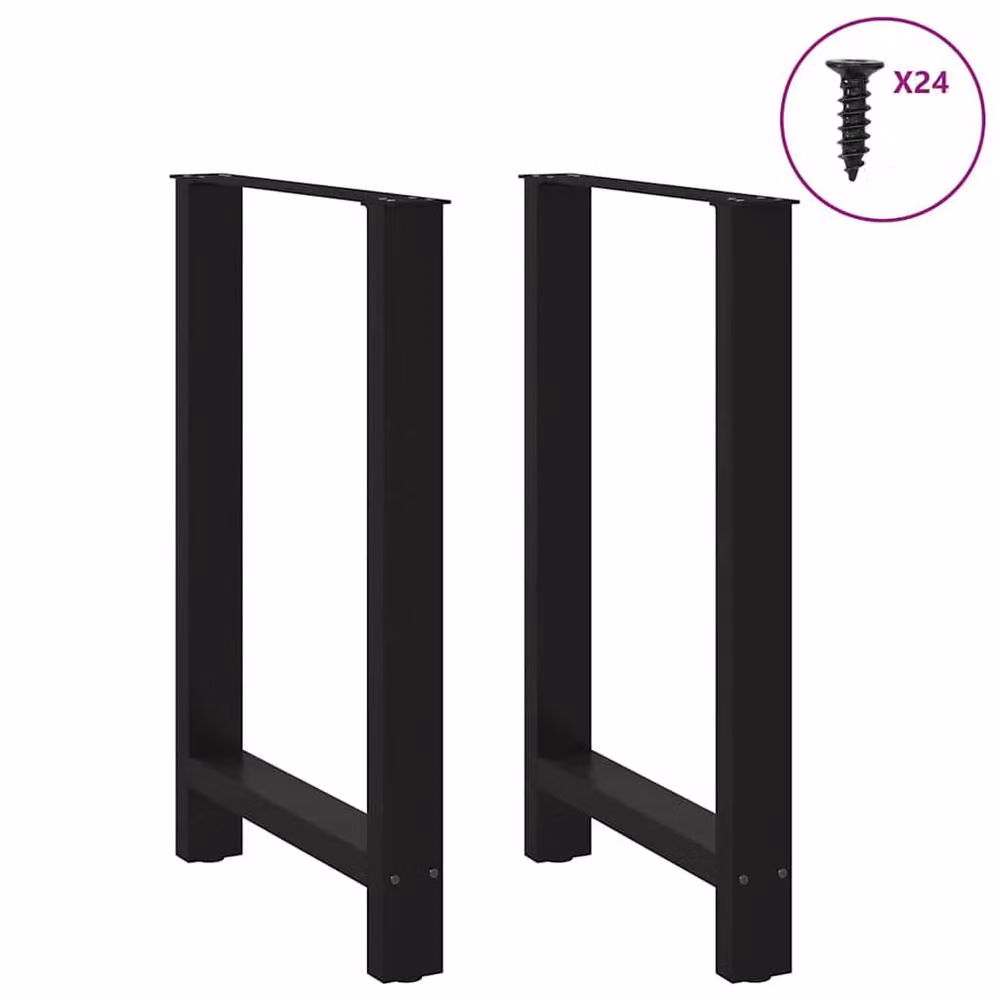 Berkfield Home Matt Black Steel Coffee Table Legs, 2 pieces, H: 60 cm (Adjustable to 90-91 cm) – 2