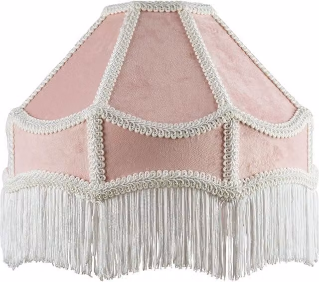 Happy Homewares Traditional Victorian Empire Soft Velvet Lamp Shade with Tassels in Pink, Diameter: 30.48 cm