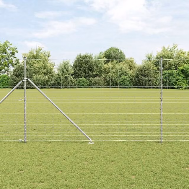 Berkfield Home Field Fence in Silver Galvanised Steel, W: 25 m, H: 1.5 m