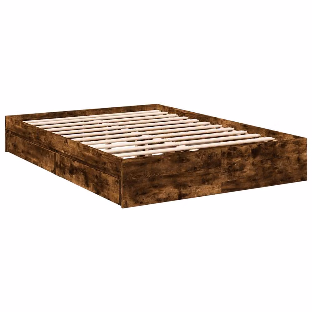 Berkfield Home Modern Bed Frame with Drawers in Smoked Oak Brown, W: 140 cm, D: 200 cm – 3