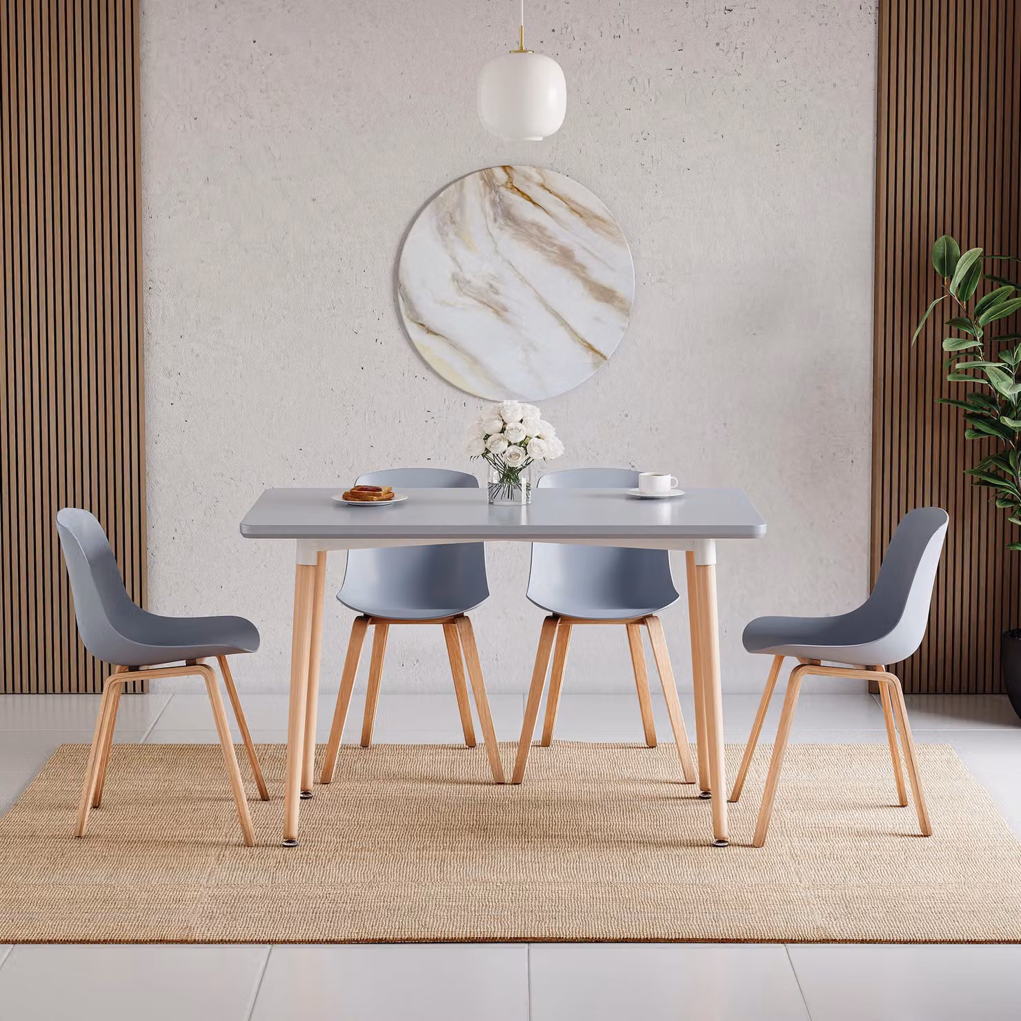 Vida Designs Batley 4 Seater Square Dining Table in Grey with Solid Beech Wood and MDF – 2