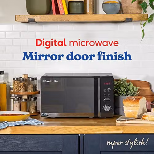 Russell Hobbs Black Digital Solo Microwave 20 Litre 800W with Timer, Automatic Programs and Child Lock – 3
