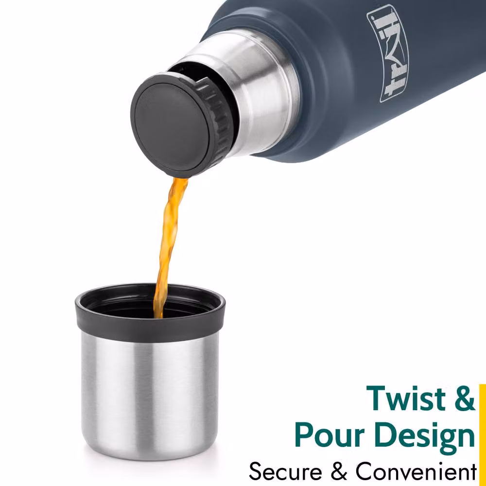 Trail Stainless Steel Vacuum Flask with Carry Handle, 1000 ml, Dark Grey – 3