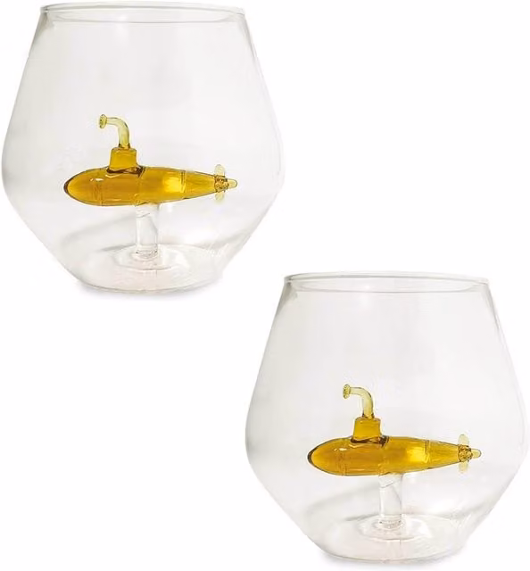 Bar Bespoke Set of 2 Submarine Glass Tumblers, 450 ml, Transparent