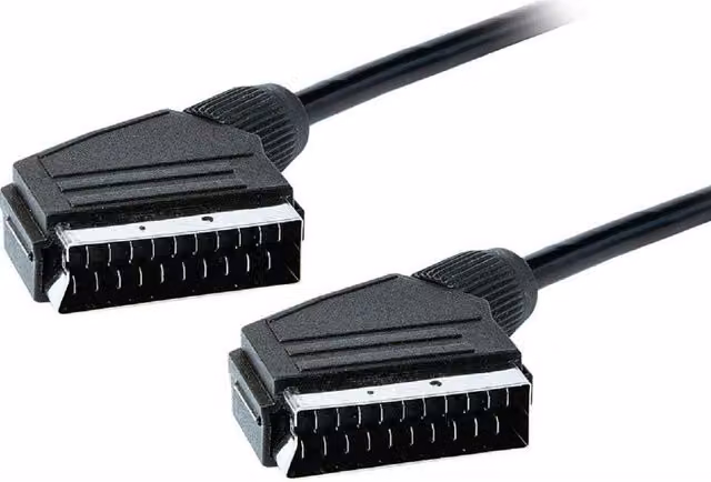 ShaniTech 1.5m Scart Coaxial Lead Cable for TV, VCR and DVD, Black