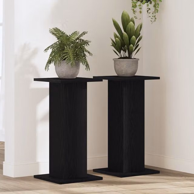 Berkfield Home Speaker Stands, 2 Pack, Black Oak, W/D/H: 30 x 30 x 60 cm