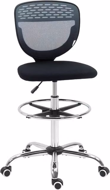 Rolipo Mesh Draughtsman Chair with Foot Ring in Grey and Black – 1