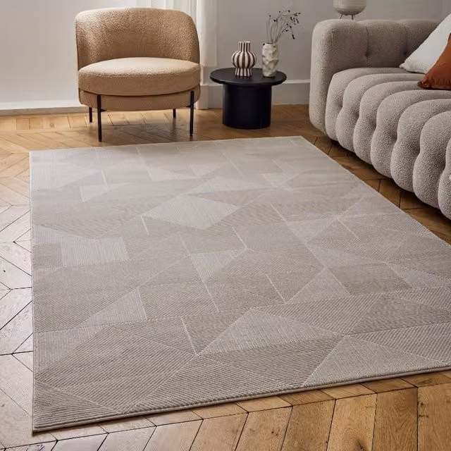 THE RUGS Carmel Modern Geometric Area Rug in Beige, W/D/H: 120 x 170 cm – 1
