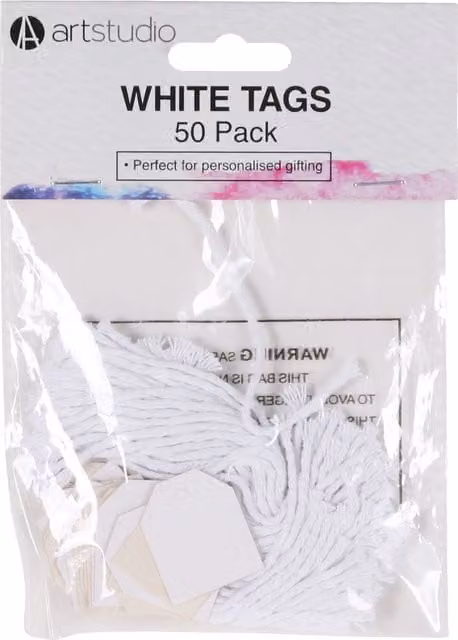 Art Studio Multipurpose White Paper Tags, Pack of 50