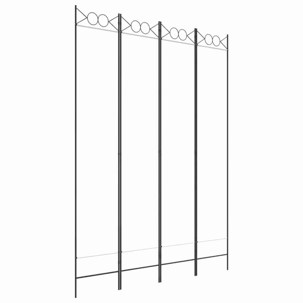 Berkfield Home 4-Panel Fabric and Metal Room Divider, White, W: 160 cm, H: 220 cm – 2