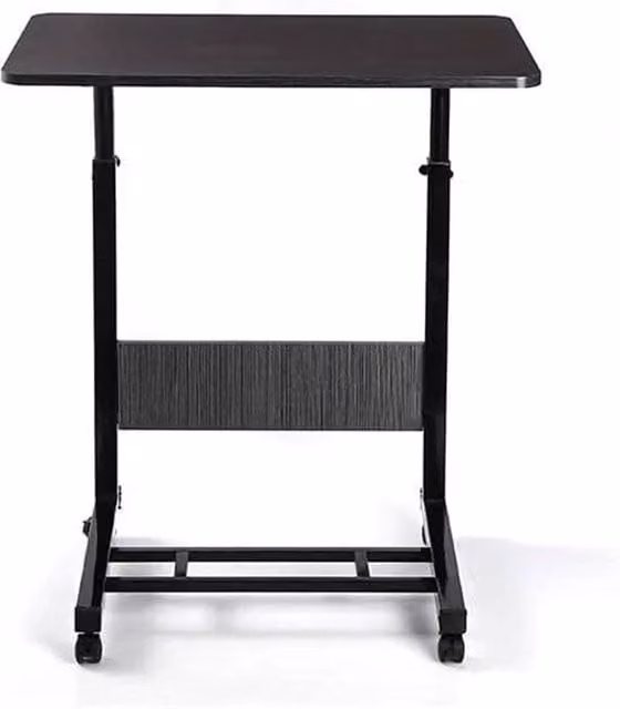 Nordara Adjustable Laptop Table with Wheels, Black Portable Standing Desk Cart, W/D/H: 100 x 100 x 88 cm