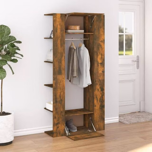 Berkfield Home Hallway Cabinet in Smoked Oak Brown, W/D/H: 97.5 x 37 x 99 cm
