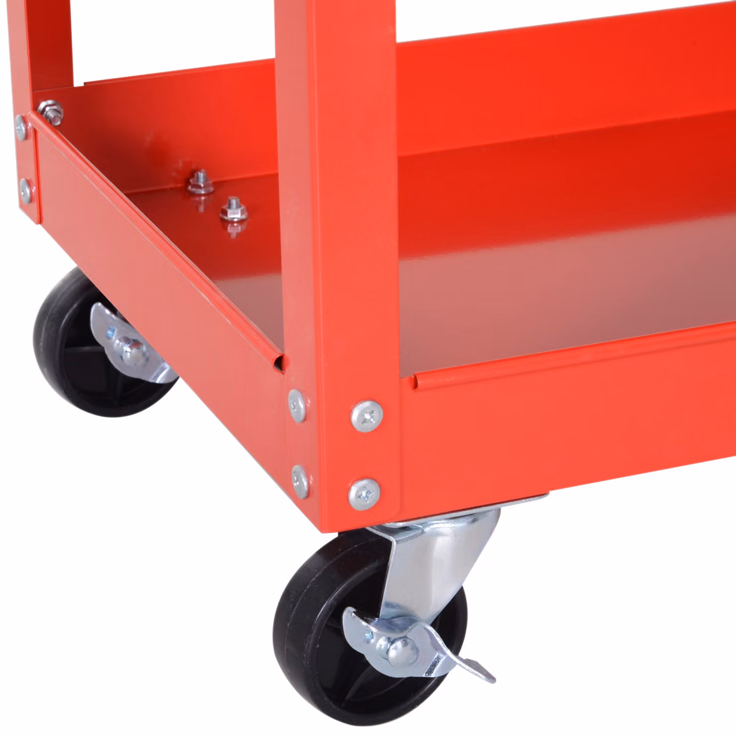 DURHAND 3-Tier Tool Trolley Storage Cart with Drawer, Red – 9