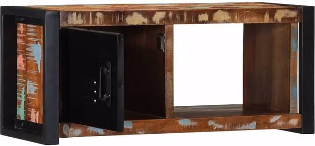 Berkfield Home Industrial TV Cabinet in Brown Reclaimed Solid Wood W/D/H: 80 x 30 x 35 cm