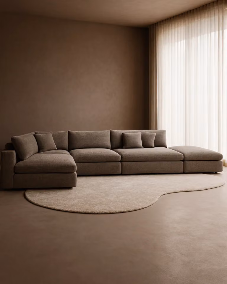 Tommy Franks Blanco 5 Piece Modular L-Shape Sofa in Charcoal Grey with Matching Ottoman and Scatter Cushions