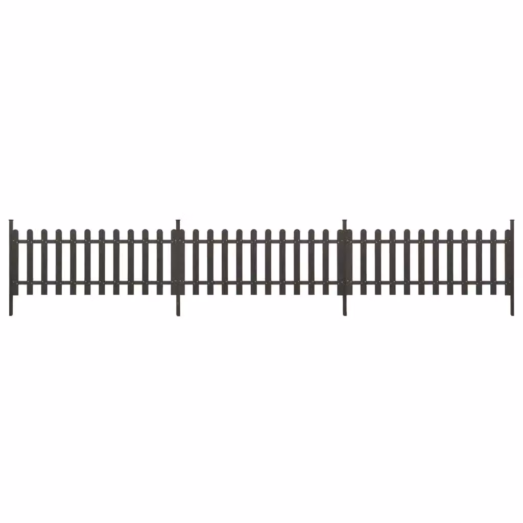 Berkfield Home Grey WPC Picket Fence with Posts, 3 Pieces, W: 614 cm, H: 80 cm – 2