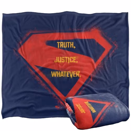 Warner Bros. Supergirl 2026 Truth Justice Whatever Logo Super Soft Fleece Throw Blanket, Multicolour, W: 152 cm, D: 127 cm
