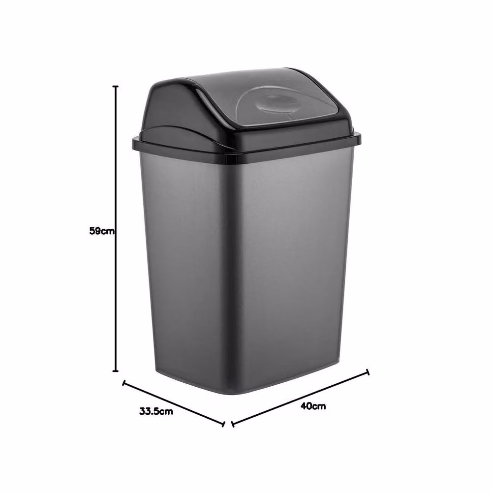 BARGAINS-GALORE 50 Litre Plastic Kitchen Waste Bin with Flip Top Lid in Dark Grey – 5