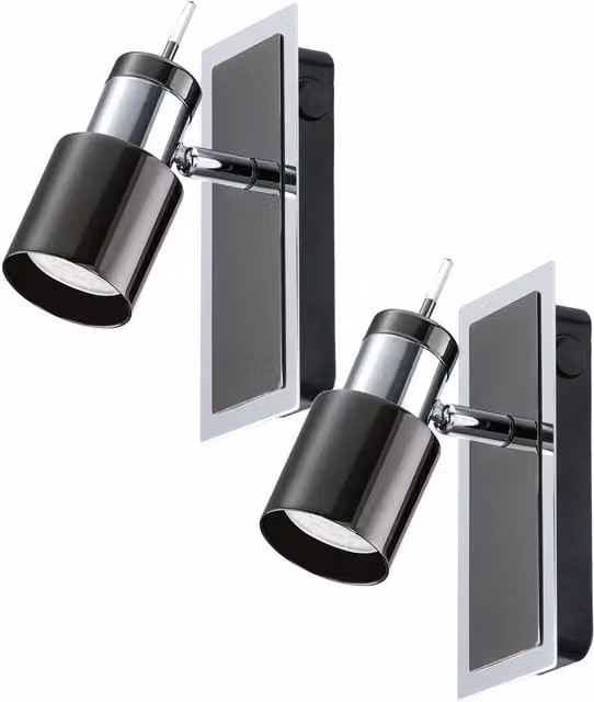Loops 2 Pack Black Metal Wall Spot Lights with GU10 5W Bulbs Included – 1
