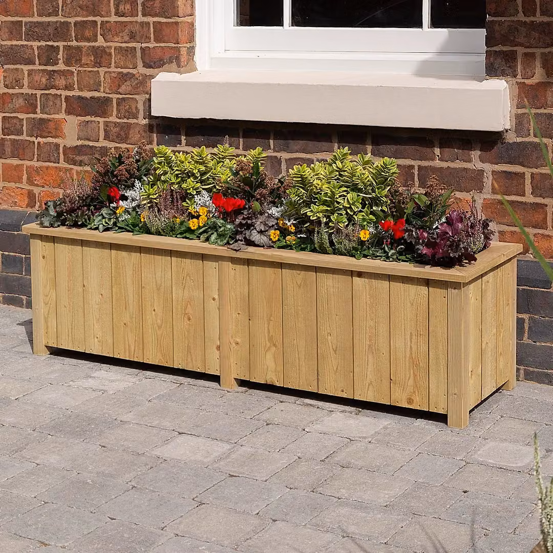 Rowlinson Heritage Large Wooden Planter Tub in Brown, W: 153 cm, D: 40 cm, H: 43 cm – 2
