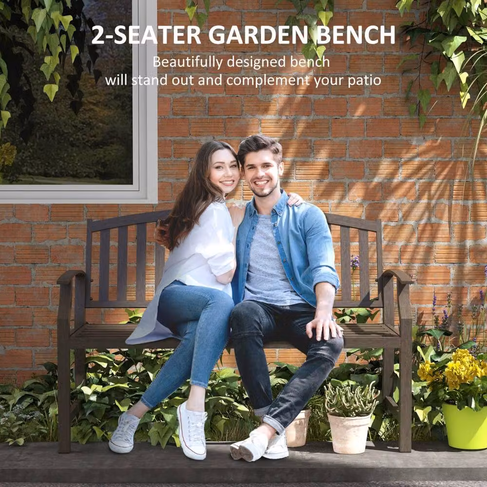 Wyld Haus Lilu 2 Seater Modern Metal Garden Bench in Matt Brown – 4