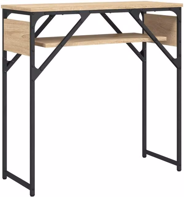 Berkfield Home Console Table with Shelf in Sonoma Oak Brown, W/D/H: 75 x 30 x 75 cm
