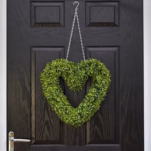 mysmartbuy Green Boxwood Heart Artificial Topiary Hanging Outdoor Garden Decoration, 40 cm – 2